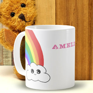 Süße Kawaii-Wolken-Regenbogen-Kind-Name  Kaffeetasse
