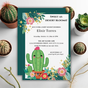 Süße Kawaii-Wüstenblüten-Blumenkaktus-Baby-Party Einladung