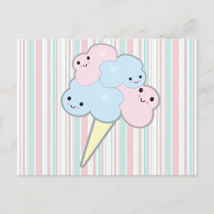 süße kawaii Zuckerwatte Postkarte