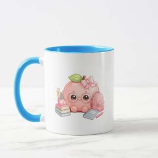 Süße Kawaii-Zurück-auf-die-Schule-Pfirsich-Tasse Tasse