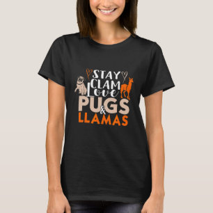 Süße Keep Calm Liebe Mops Und Lama Idee T-Shirt