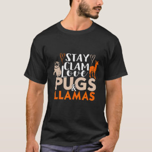 Süße Keep Calm Liebe Möpse Und Lamas Idee T-Shirt
