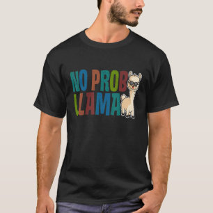 Süße Kein Problem Lama Regenbogen Tier Retro Vinta T-Shirt