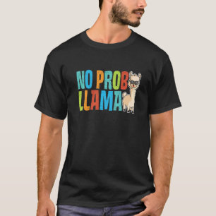 Süße Keine-Probleme-Lama-Regenbogen-Tier Retro-Vin T-Shirt