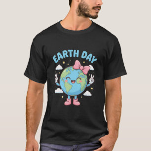 Süße Kids Earth Day Mädchen Planet kawaii Erde mit T-Shirt