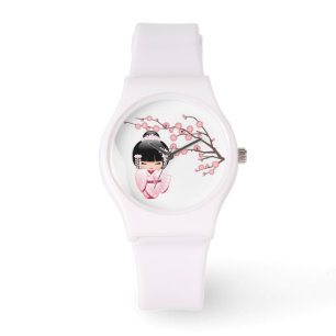 Süße Kimono Kawaii Kokeshi-Puppe Armbanduhr