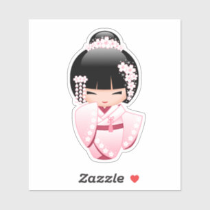 Süße Kimono Kawaii Kokeshi-Puppe Aufkleber