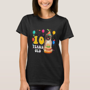 Süße Kinder 10 Jahre alte Mops-Hund 10. Geburtstag T-Shirt