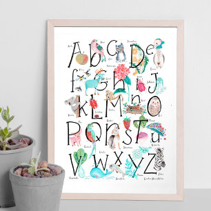 Süße Kinder ABC Alphabet Kinderzimmer Wandkunst Poster