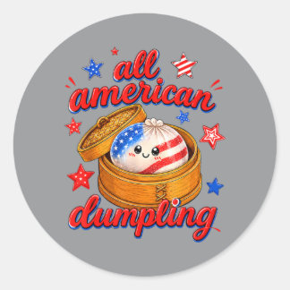 Süße Kinder Amerikanische Dumpling 4. Juli Mädchen Runder Aufkleber