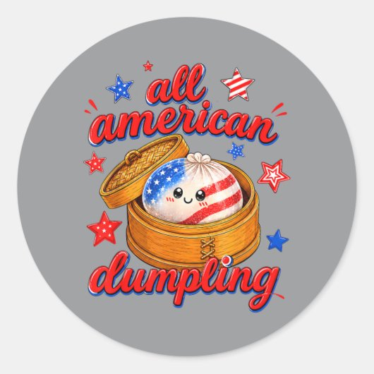 Süße Kinder Amerikanische Dumpling 4. Juli Mädchen Runder Aufkleber (Vorderseite)
