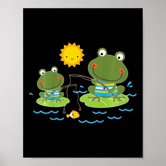 Süße Kinder angeln Frösche  Poster (Vorne)