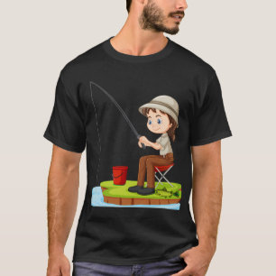 Süße Kinder-Angler-Cartoon-Illustration – Lustig T-Shirt