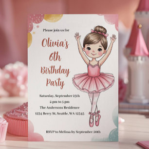 Süße Kinder Ballerina Geburtstag Einladung