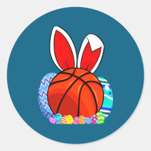 Süße Kinder Basketball Osterei Hase T-Shirt  Runder Aufkleber