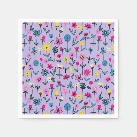 Süße Kinder Blumenmuster Serviette (Vorderseite)