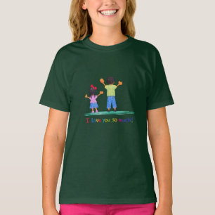 Süße Kinder Buntstift-Stil Ich liebe euch so sehr T-Shirt