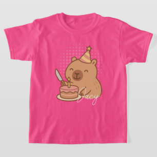 Süße Kinder Capybara isst Kuchen Geburtstag T-Shirt