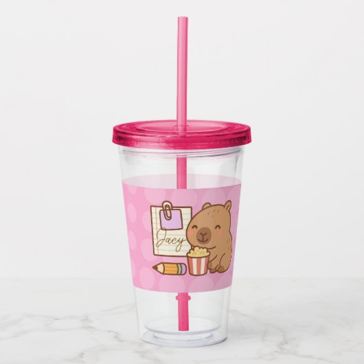 Süße Kinder Capybara Popcorn Snack Zeit Acryltrinkbecher (Vorderseite)
