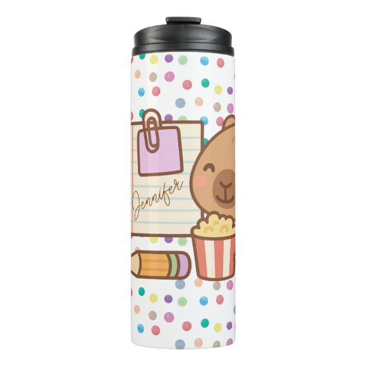 Süße Kinder Capybara Popcorn Snack Zeit Thermosbecher (Vorderseite)