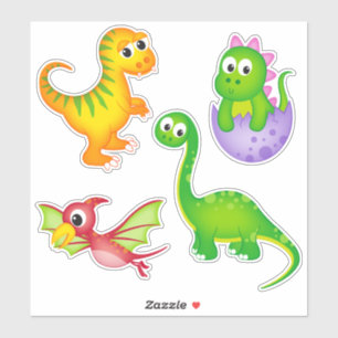Süße Kinder Dinosaurier Aufkleber