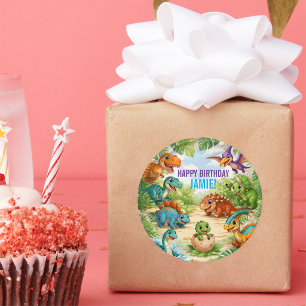 Süße Kinder Dinosaurier Geburtstag Runder Aufkleber