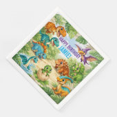 Süße Kinder Dinosaurier Geburtstag Serviette (Ecke)