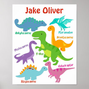 Süße Kinder Dinosaurier-Kinderzimmer Poster