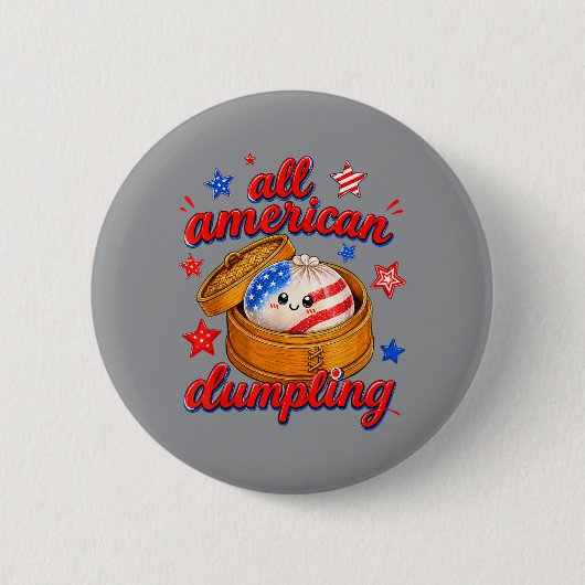 Süße Kinder Ed Amerikanischer Dumpling 4. Juli Mäd Button (Vorderseite)