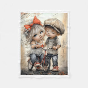 Süße Kinder Fahrrad Fließdecke Fleecedecke