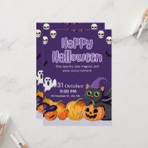 Süße Kinder Frohes Halloween Schwarze Katze