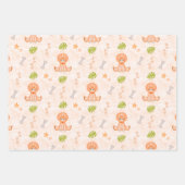 Süße Kinder Geburtstag Orange Dinosaurier Geschenkpapier Set (Vorderseite 2)