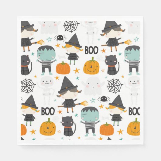Süße Kinder Halloween Geburtstagsfeier Serviette (Vorderseite)