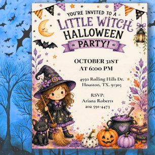 Süße Kinder Hexen Halloween-Party Einladung