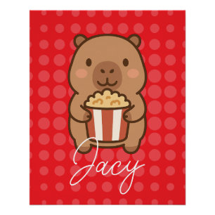 Süße Kinder Kapybara isst Popcorn Poster
