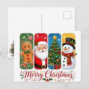 Süße Kinder Lebkuchen und Weihnachtsmann Feiertags Postkarte