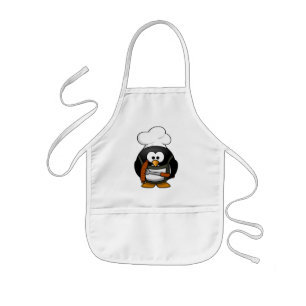 Süße Kinder-Schürze mit Chef-Pinguin-Muster. Kinderschürze