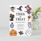 Süße Kinder Süßigkeiten oder Saures Halloween-Kost Einladung (Stehend Vorderseite)
