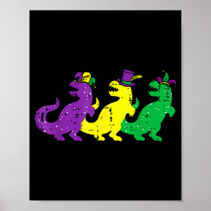 Süße Kinder Trex Dinos Lila Gelb Poster