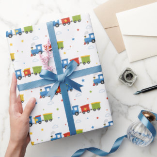 Süße Kinder Zug Muster für Jungen Geburtstagsgesch Geschenkpapier