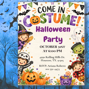 Süße Kinderkostüme Halloween-Party Einladung
