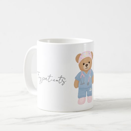 Süße Kinderkrankenschwester-Teddybär-Tasse Kaffeetasse (Vorderseite Links)