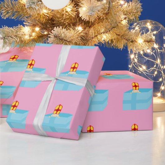 Süße Kinderkunst Lustiger St. Nick Sinterklaas Geschenkpapier (Feiertage)