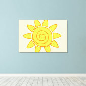 Süße Kinderzeichnung Sonnenillustration Leinwanddruck (Insitu (Holzboden))