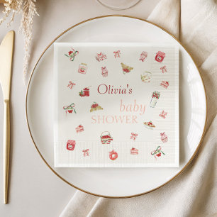 Süße Kirsch-Dessert-Wasserfarbe-Baby-Party Serviette