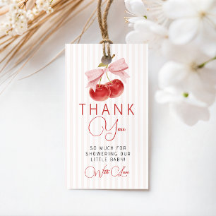 Süße Kirsch Favor Tags mit rosa Schleife Geschenkanhänger