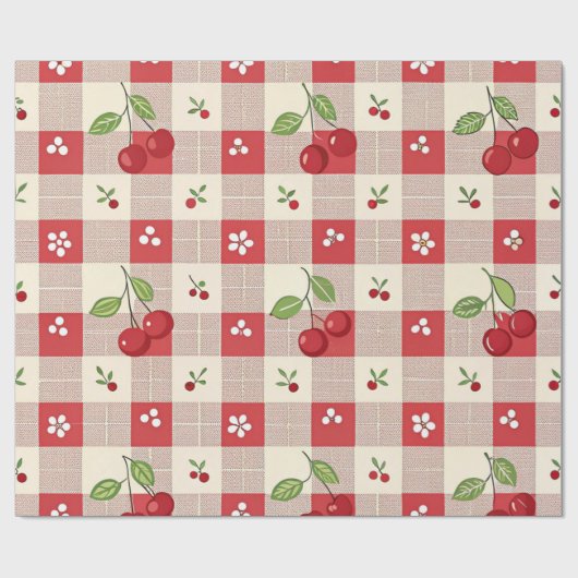 Süße Kirsch-Gingham-Geschenkpapier Geschenkpapier (Flach)