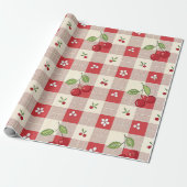 Süße Kirsch-Gingham-Geschenkpapier Geschenkpapier (Ungerollt)