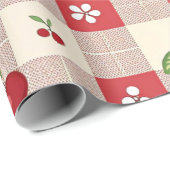 Süße Kirsch-Gingham-Geschenkpapier Geschenkpapier (Rolleneckpunkt)
