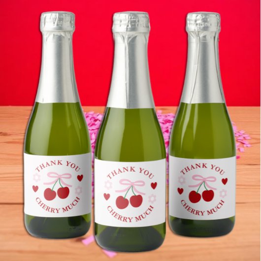 Süße Kirsch-Hochzeitsdusche Schaumweinetikett